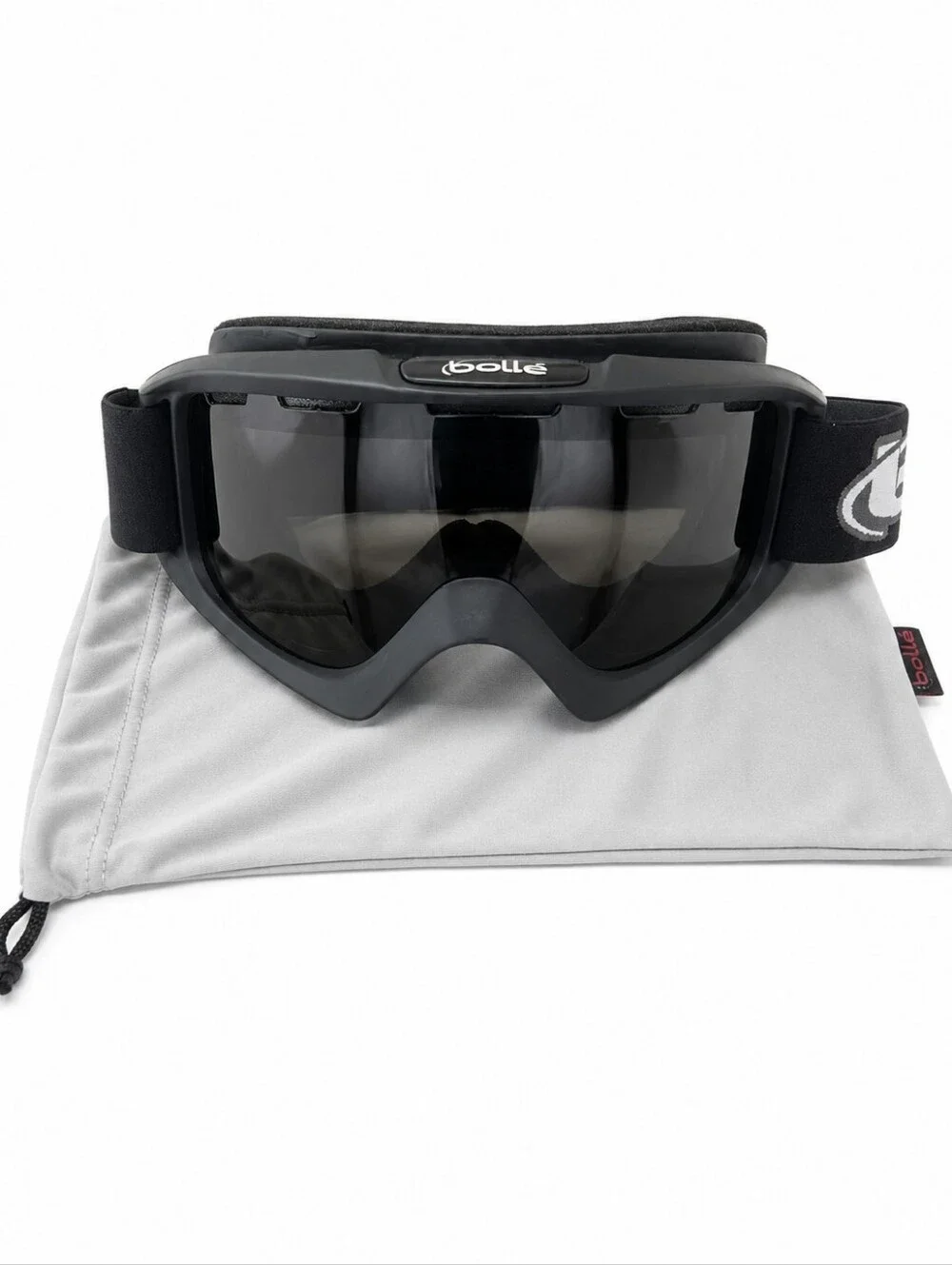 Bollé Black Ski Snowboard Goggles Tinted Lens w/ Dust Bag